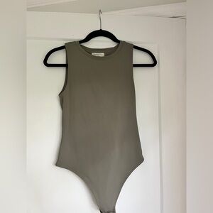 Olive green babaton crewneck bodysuit